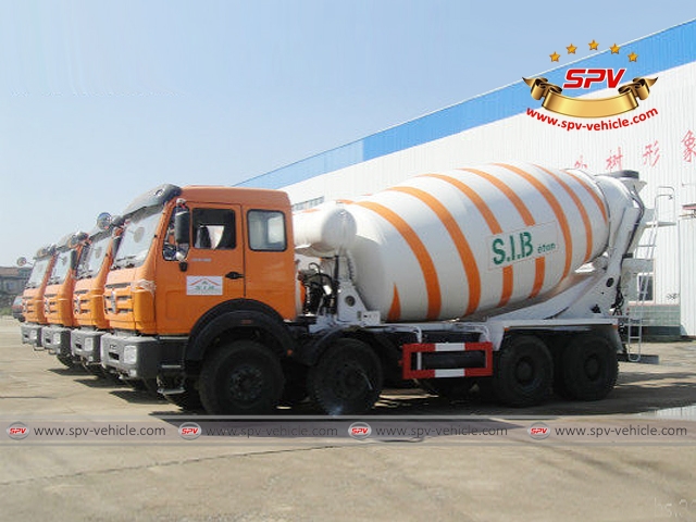Left front view of 10 units of Beiben concrete mixer truck, shipped to Nigeria